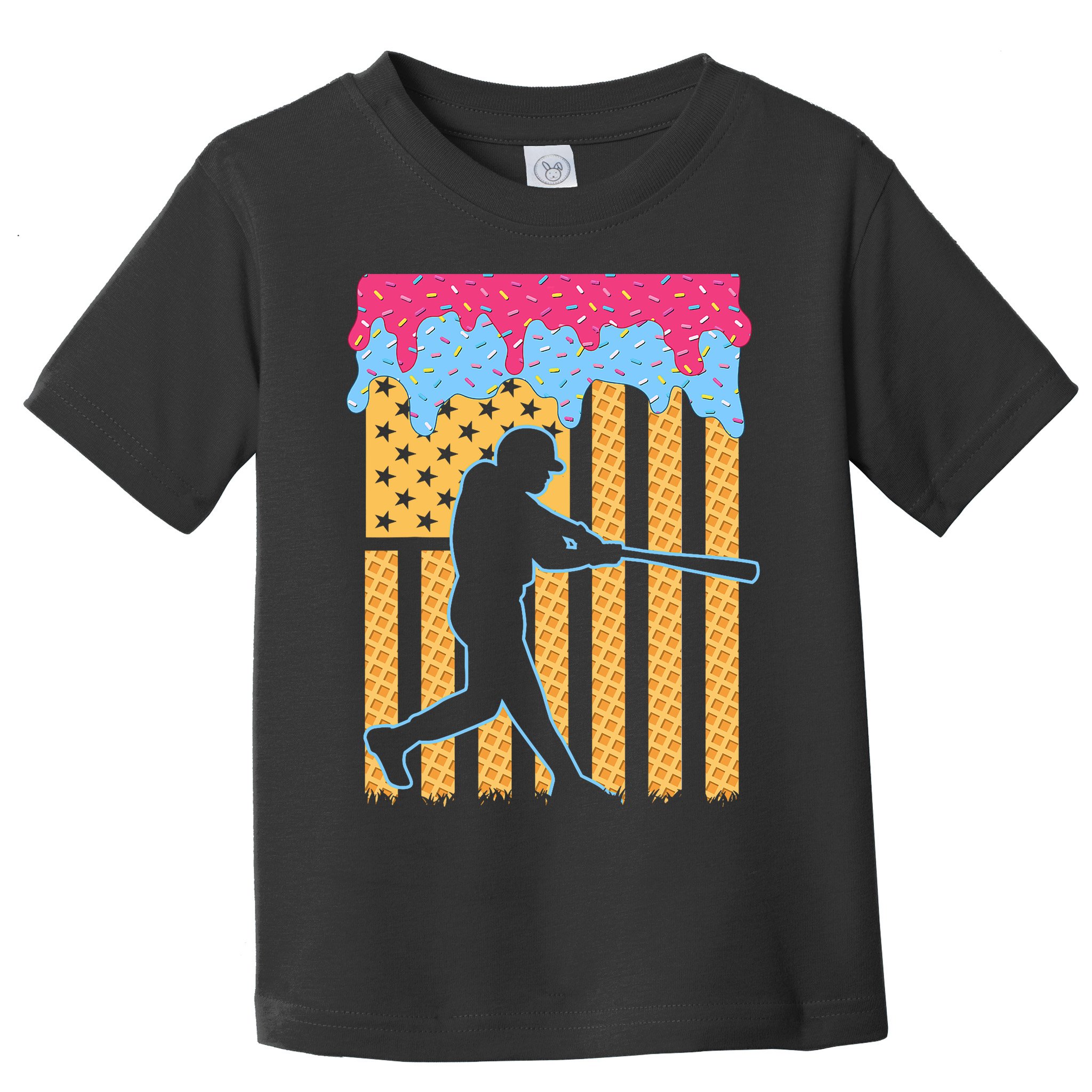 Baseball Drip Bat B.oys Ice Cream American Flag 4th Of July Toddler T-Shirt