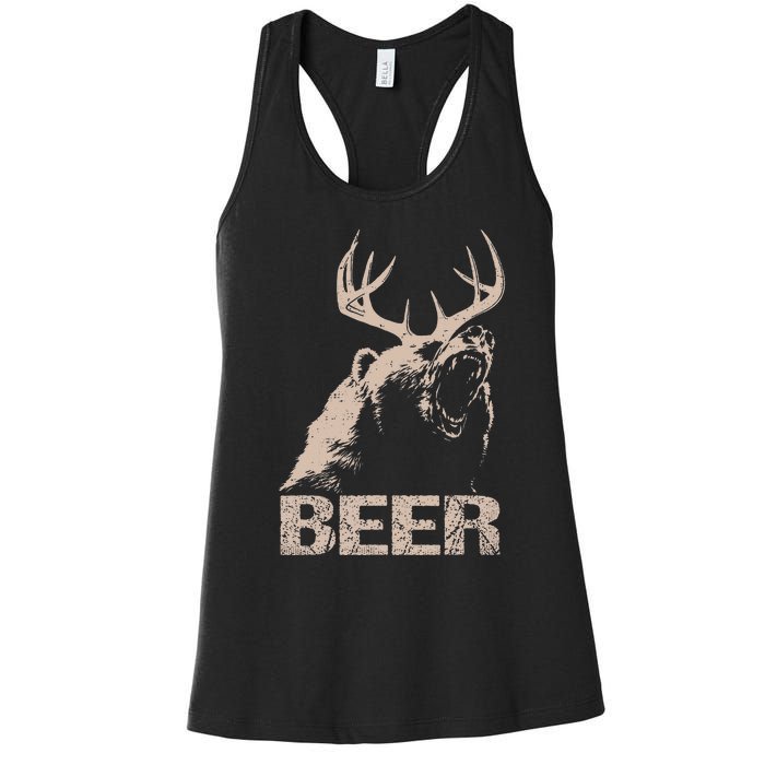 Beer Deer Bear Essential Hunter Gift Love Women's Racerback Tank