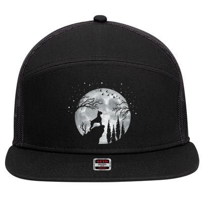 Boxer Dog Breed Full Moon At Night Gift Dog Owner Boxer Dog Cute Gift 7 Panel Mesh Trucker Snapback Hat