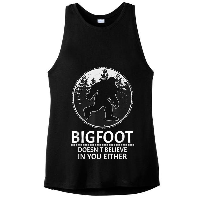 Bigfoot Doesn't Believe In You Either Sasquatch Ladies PosiCharge Tri-Blend Wicking Tank