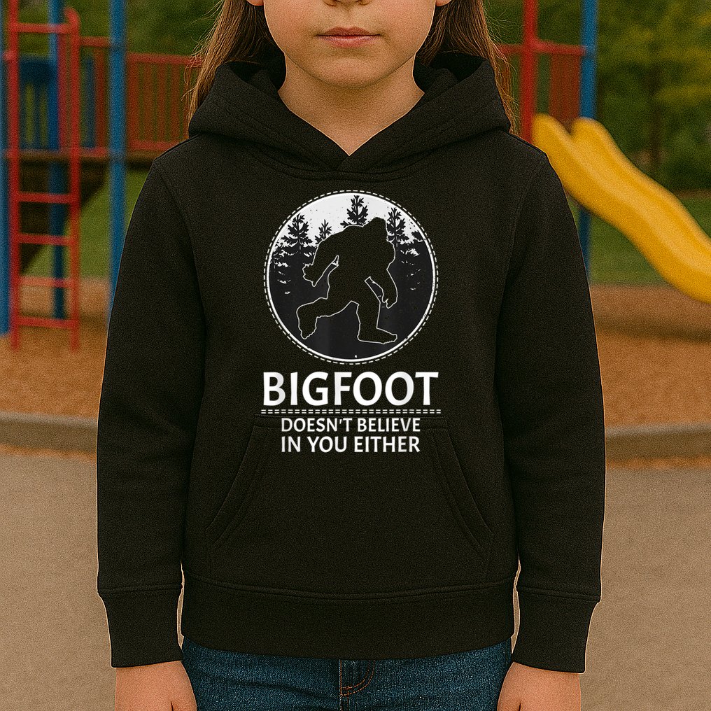 Bigfoot Doesn't Believe In You Either Sasquatch Kids Hoodie