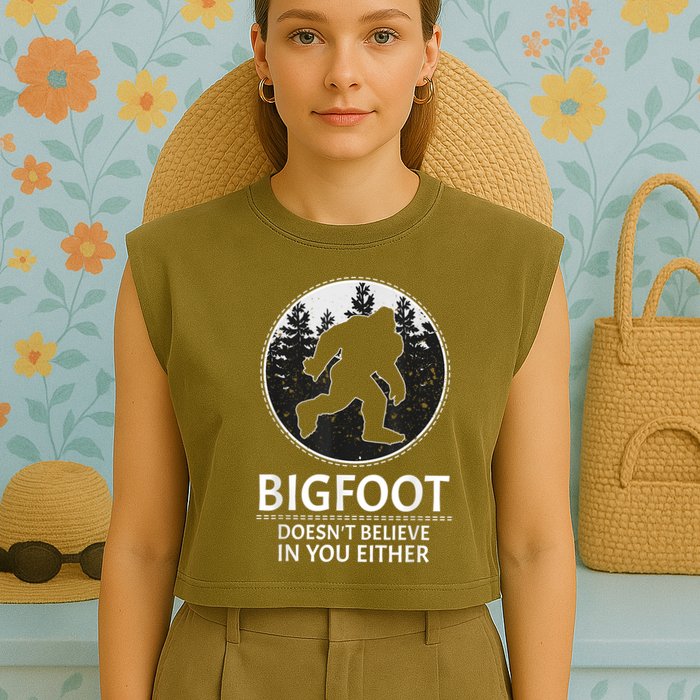Bigfoot Doesn't Believe In You Either Sasquatch Garment-Dyed Women's Muscle Tee