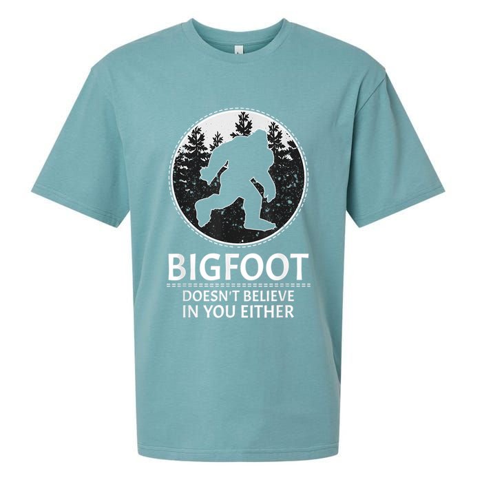 Bigfoot Doesn't Believe In You Either Sasquatch Sueded Cloud Jersey T-Shirt