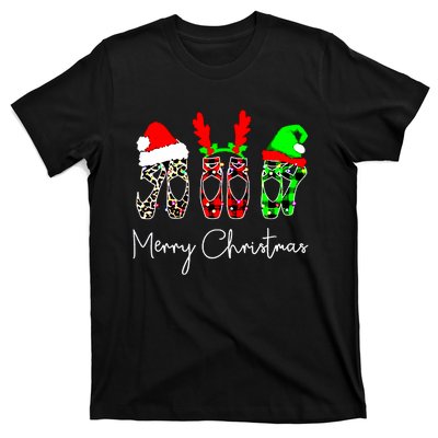 Ballet Dancer Ballerina Merry Christmas Xmas Pointe Shoe T-Shirt