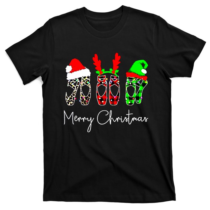 Ballet Dancer Ballerina Merry Christmas Xmas Pointe Shoe T-Shirt