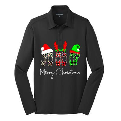 Ballet Dancer Ballerina Merry Christmas Xmas Pointe Shoe Silk Touch Performance Long Sleeve Polo