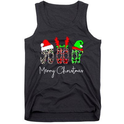 Ballet Dancer Ballerina Merry Christmas Xmas Pointe Shoe Tank Top