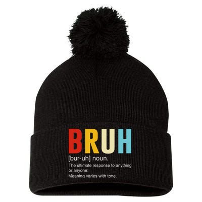 Bruh Definition Bruh Noun Pom Pom 12in Knit Beanie