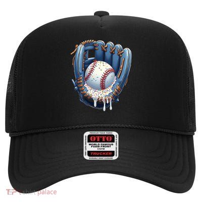 Baseball Drip Boys Glove Ice Cream Drip Youth Sports High Crown Mesh Back Trucker Hat