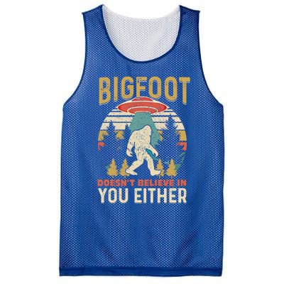 Bigfoot Doesnt Believe In You Either Funny Sasquatch Vintage Great Gift Mesh Reversible Basketball Jersey Tank