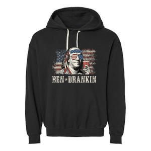 Ben Drankin Beer 4th Of July Garment-Dyed Fleece Hoodie