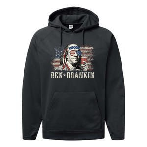 Ben Drankin Beer 4th Of July Performance Fleece Hoodie