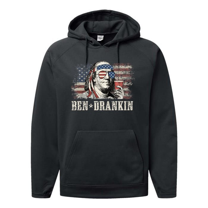 Ben Drankin Beer 4th Of July Performance Fleece Hoodie