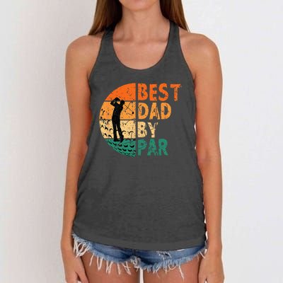 Best Dad By Par Golf Father's Day Golfing Funny Women's Knotted Racerback Tank