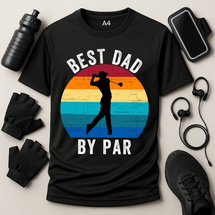 Best Dad By Par For Golf Dad Funny Father’S Day Dad Jokes Golfer Dad Funny Dad Cooling Performance Crew T-Shirt
