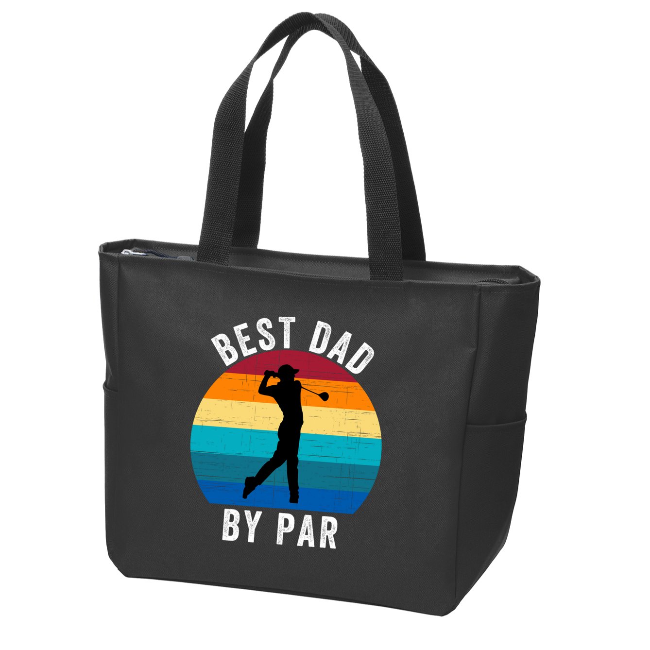 Best Dad By Par For Golf Dad Funny Father’S Day Dad Jokes Golfer Dad Funny Dad Zip Tote Bag