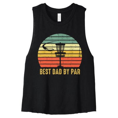 Best Dad By Par Funny Disc Golf Gifts Vintage Fathers Day Women's Racerback Cropped Tank