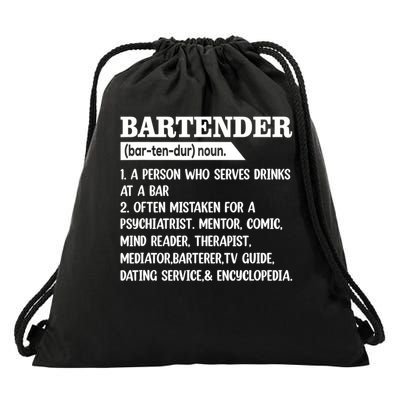 Bartender Definition Barkeeper Bar Funny Bartender Drawstring Bag