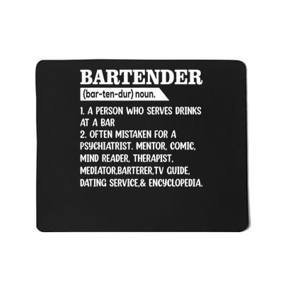 Bartender Definition Barkeeper Bar Funny Bartender Mousepad