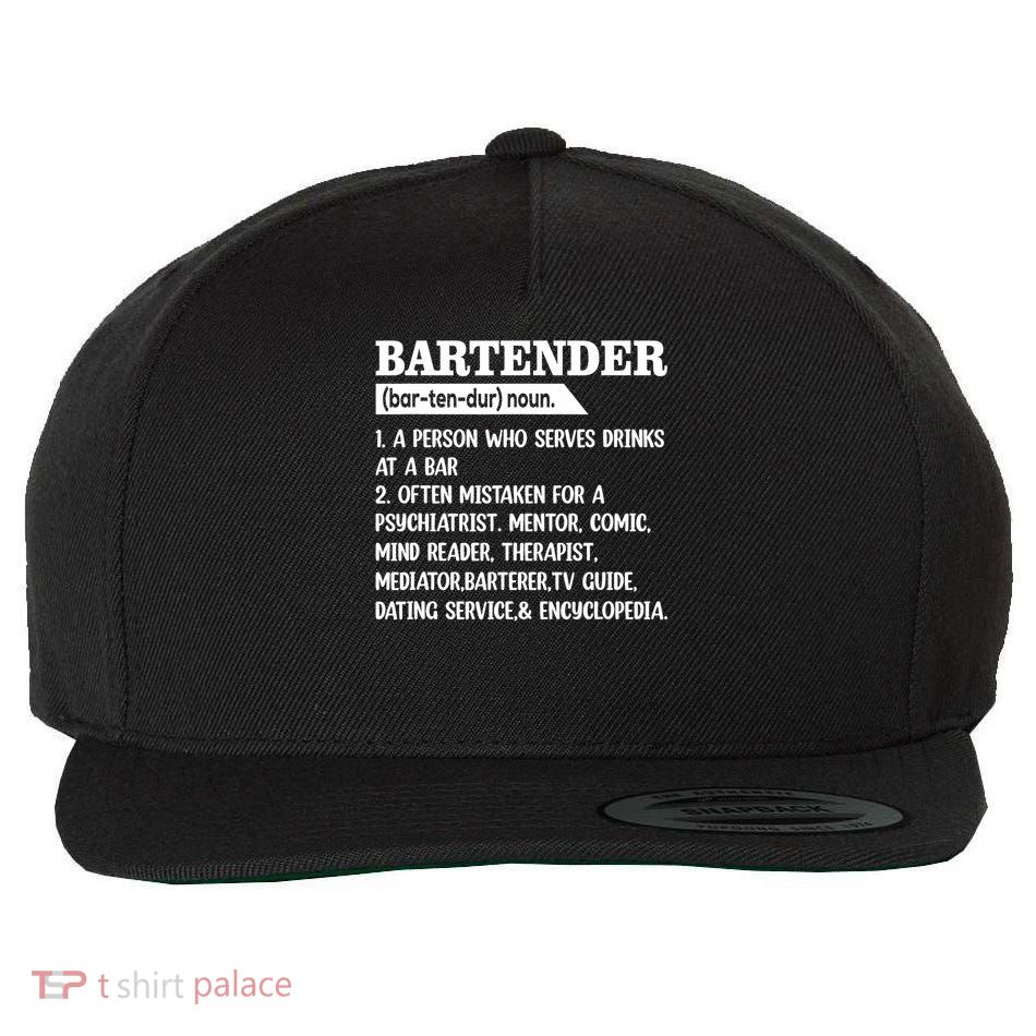 Bartender Definition Barkeeper Bar Funny Bartender Wool Snapback Cap