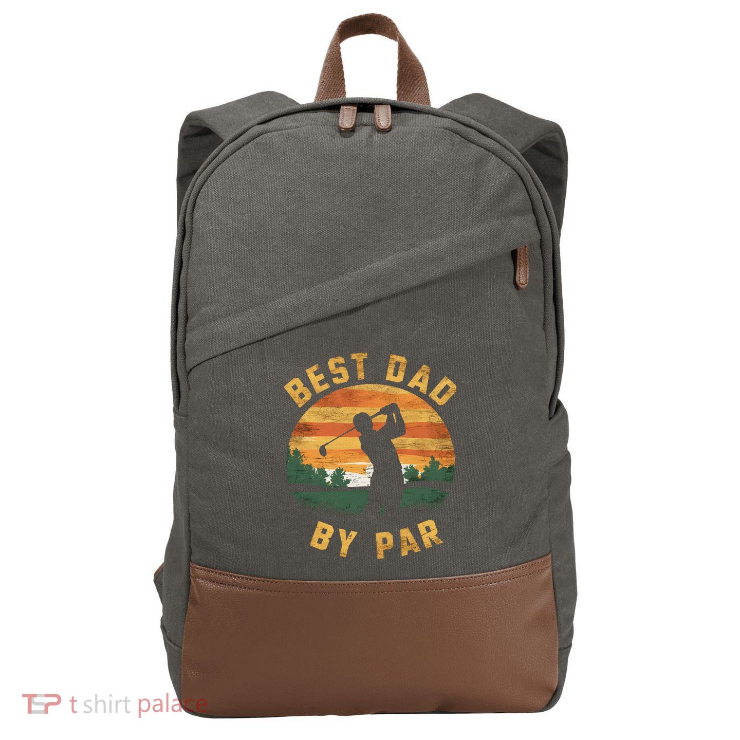 Best Dad By Par For Golf Dad Funny Dad Funny Father’S Day Dad Jokes Golfer Dad Cotton Canvas Backpack