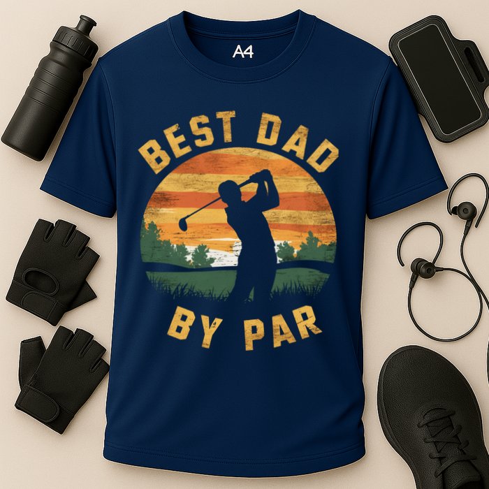 Best Dad By Par For Golf Dad Funny Dad Funny Father’S Day Dad Jokes Golfer Dad Cooling Performance Crew T-Shirt