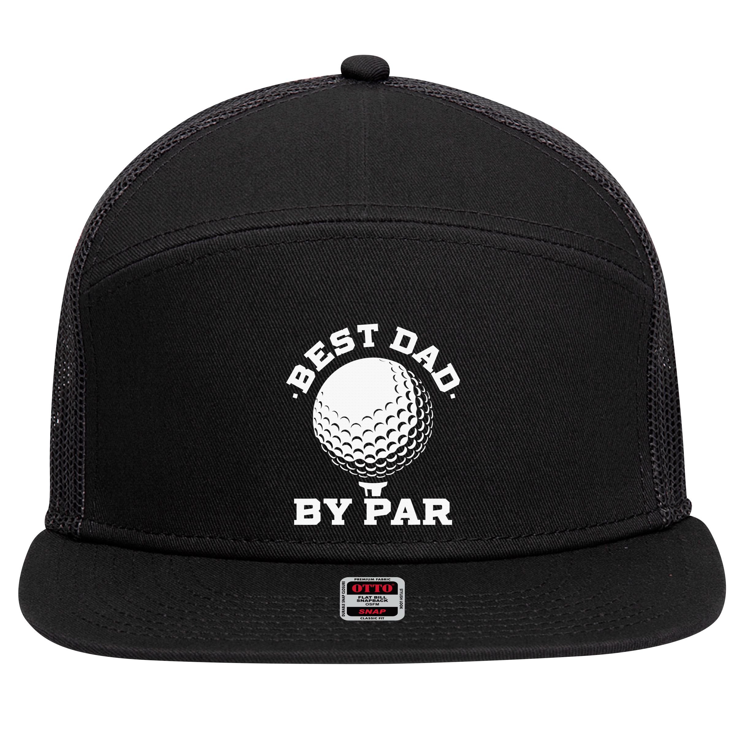 Best Dad By Par Golf Player Golfer Dad Fathers Day 7 Panel Mesh Trucker Snapback Hat