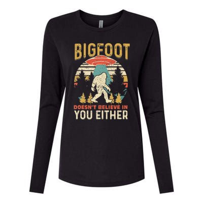 Bigfoot Doesnt Believe In You Either Funny Sasquatch Vintage Womens Cotton Relaxed Long Sleeve T-Shirt