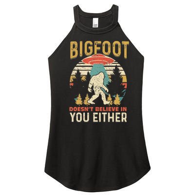 Bigfoot Doesnt Believe In You Either Funny Sasquatch Vintage Women’s Perfect Tri Rocker Tank