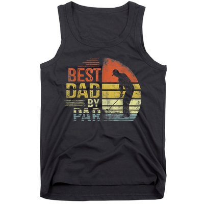 Best Dad By Par Retro Vintage Fathers Day Golf Lover Golfer Tank Top