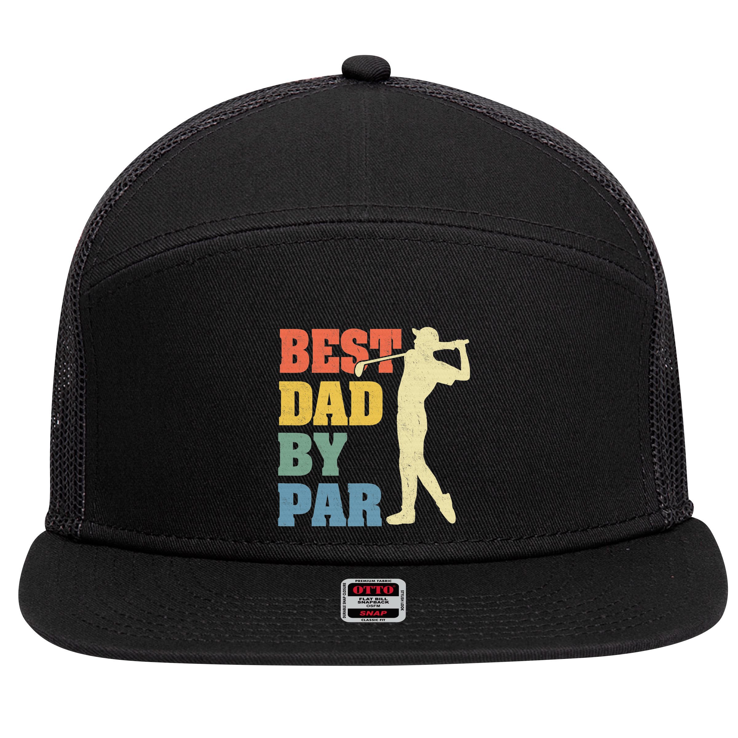 Best Dad By Par Golf American Us Flag 7 Panel Mesh Trucker Snapback Hat