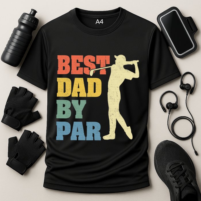 Best Dad By Par Golf American Us Flag Cooling Performance Crew T-Shirt