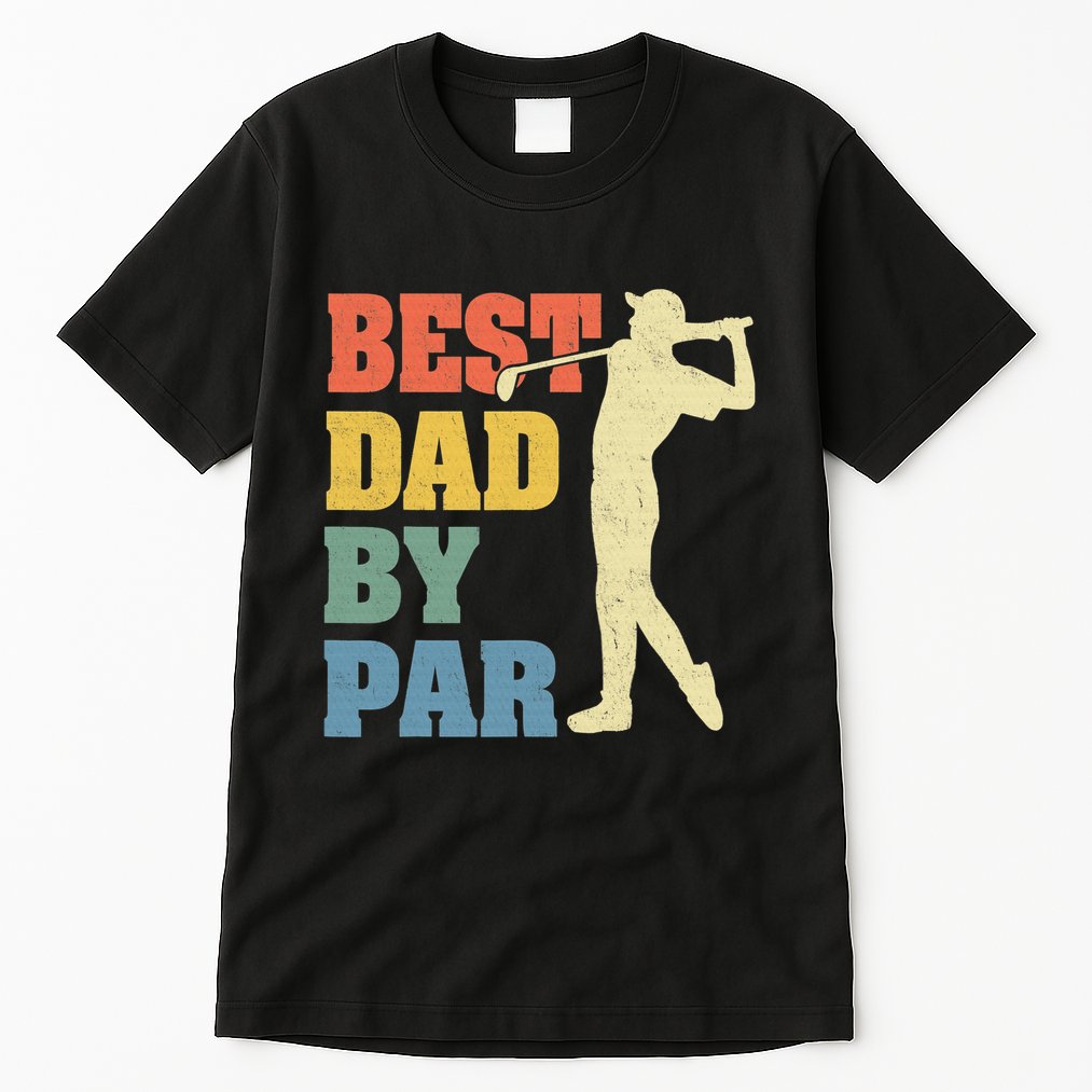 Best Dad By Par Golf American Us Flag Tall T-Shirt