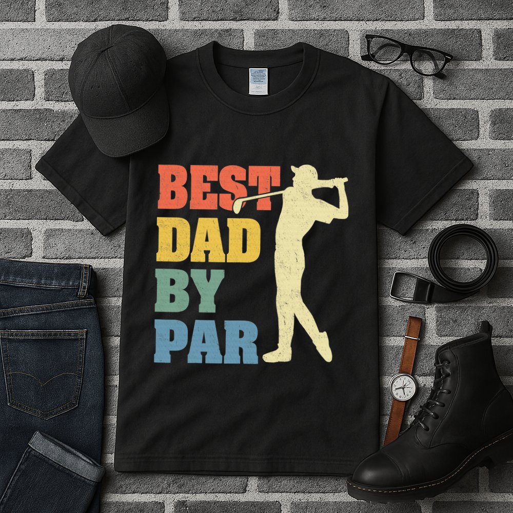 Best Dad By Par Golf American Us Flag Tall T-Shirt