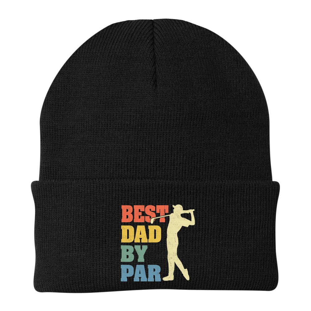 Best Dad By Par Golf American Us Flag Beanie
