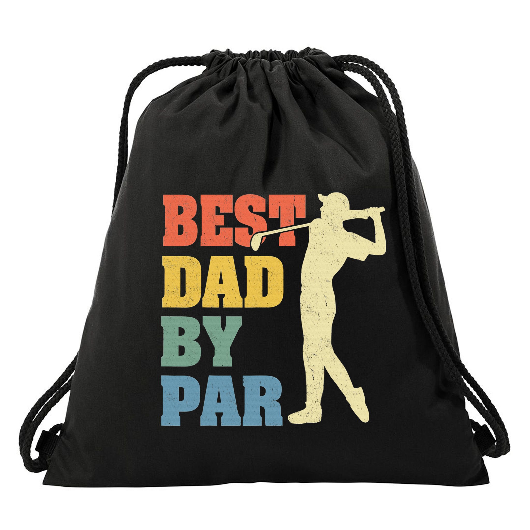 Best Dad By Par Golf American Us Flag Drawstring Bag