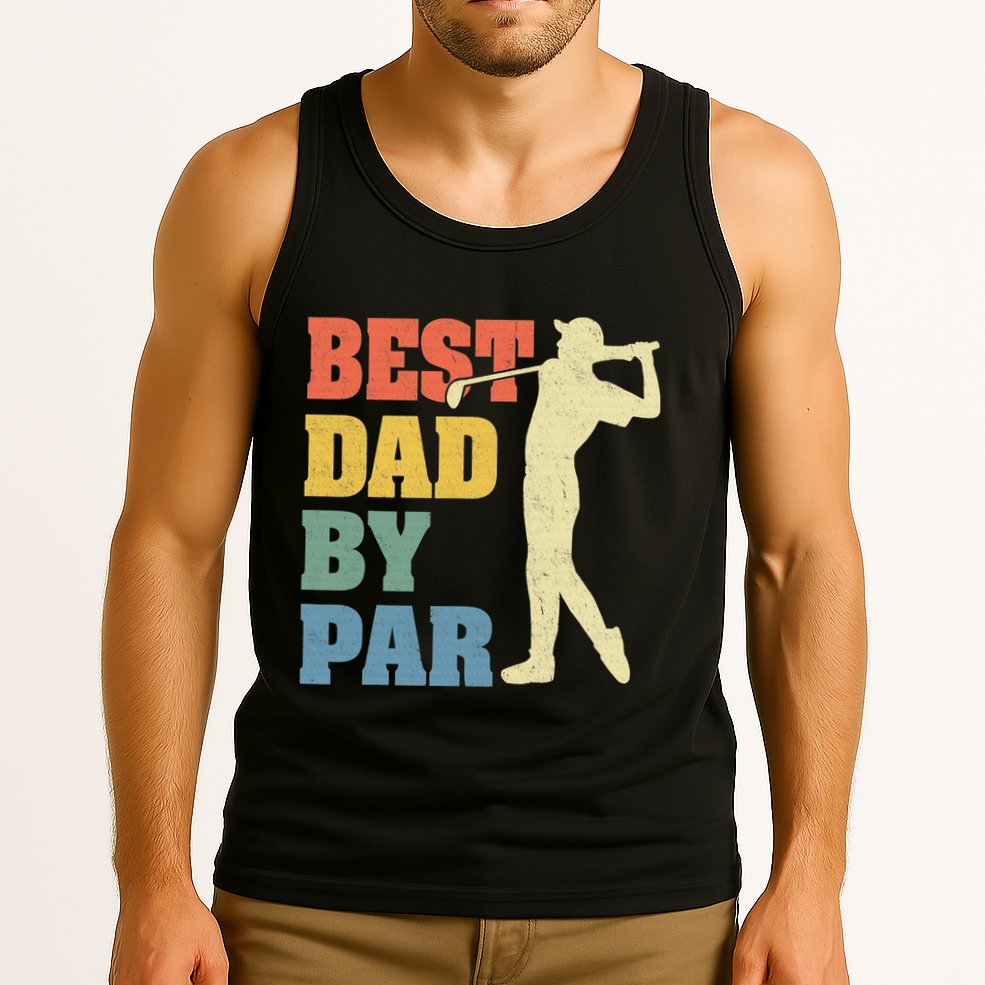 Best Dad By Par Golf American Us Flag Tank Top