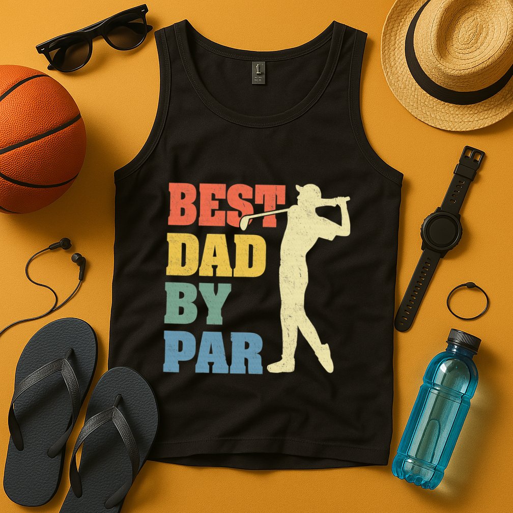 Best Dad By Par Golf American Us Flag Tank Top