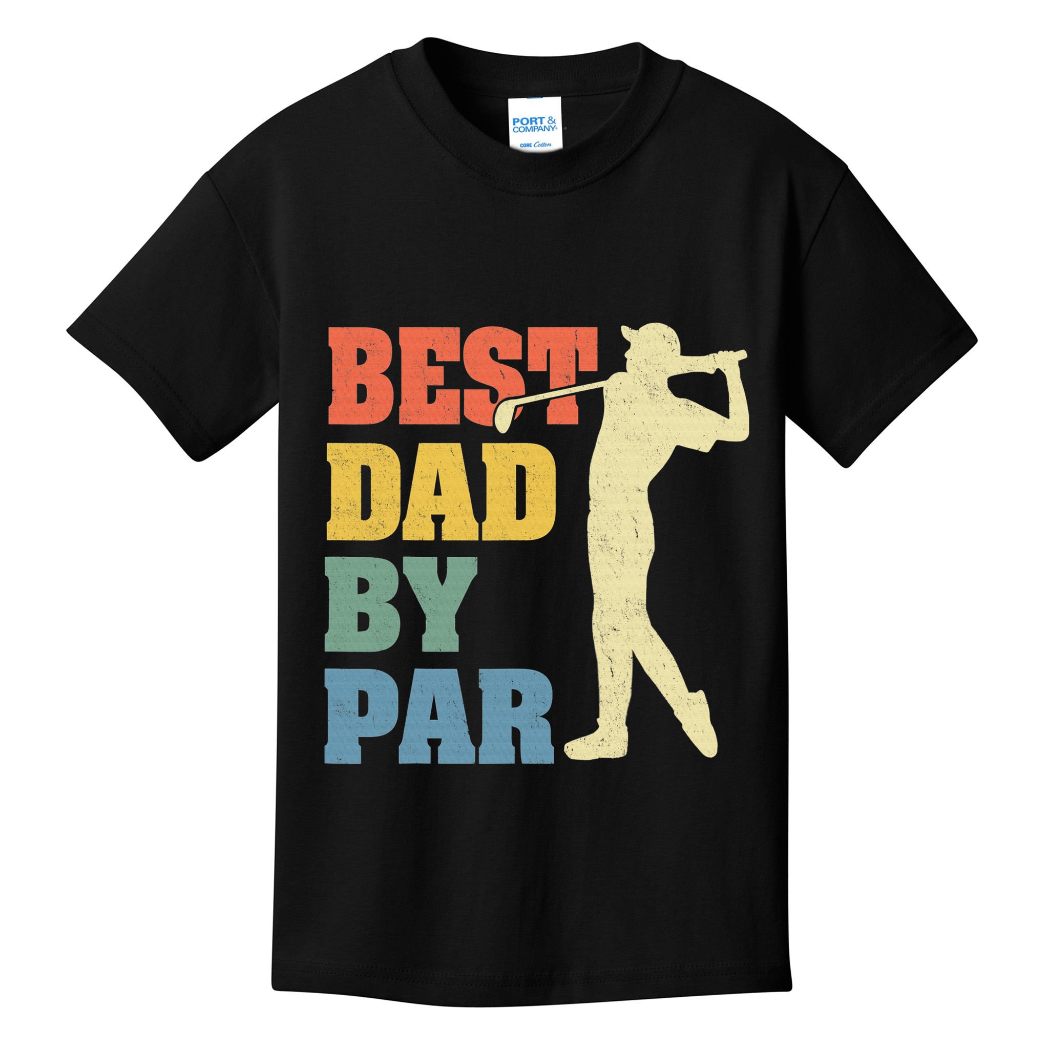 Best Dad By Par Golf American Us Flag Kids T-Shirt