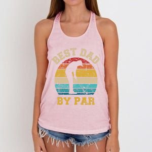 Best Dad By Par Gift For Golfer Daddy Father's Day Gift Women's Knotted Racerback Tank