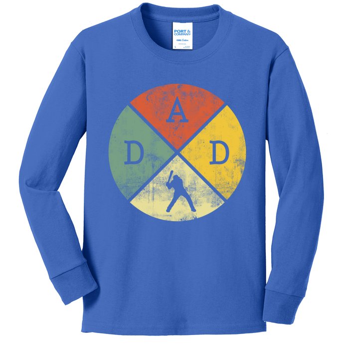 Baseball Dad Baseball Player Father Vintage Gift Kids Long Sleeve Shirt