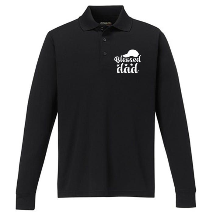 Blessed Dad Performance Long Sleeve Polo