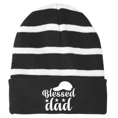 Blessed Dad Striped Beanie with Solid Band