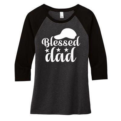 Blessed Dad Women's Tri-Blend 3/4-Sleeve Raglan Shirt