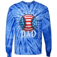 Baseball Dad Baseball Practice Father American Flag Gift Tie-Dye Long Sleeve Shirt