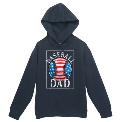 Baseball Dad Baseball Practice Father American Flag Gift Urban Pullover Hoodie