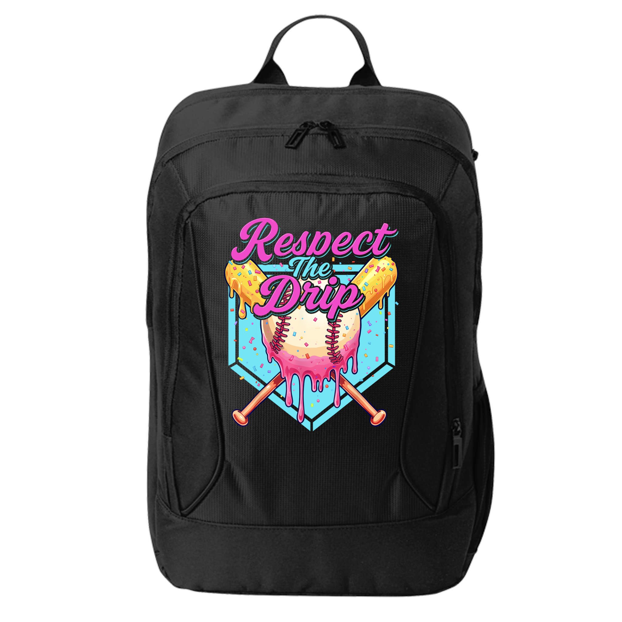 Baseball Drip Boy Home Plate Sports Respect The Drip  City Backpack