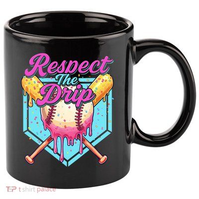 Baseball Drip Boy Home Plate Sports Respect The Drip  11oz C Handle Ceramic Mug