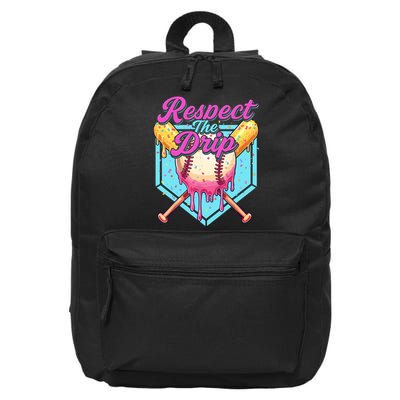 Baseball Drip Boy Home Plate Sports Respect The Drip  16 in Basic Backpack
