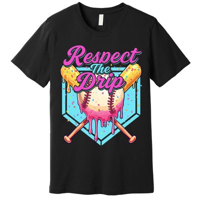Baseball Drip Boy Home Plate Sports Respect The Drip  Premium T-Shirt
